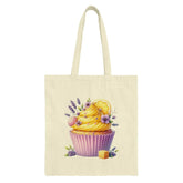 Lemon Cupcake Tote Bag, Floral Design, Pastry Art Tote, Stylish Shopping Bag, Everyday Carry Tote, Gift Idea for Bakers - Tawshia